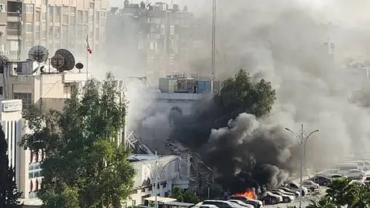 ویدئویی از ویرانی ساختمان کنسولگری ایران در دمشق